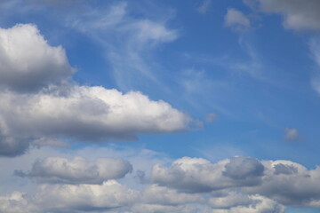Fototapeta na wymiar Beautiful blue sky with beautiful clouds. Day sky. Sunny day. Sky and clouds background