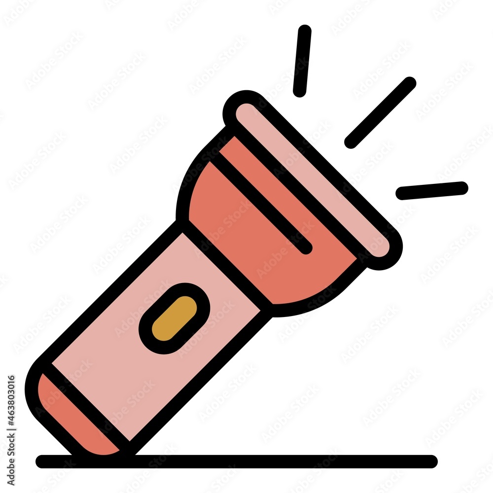 Poster flashlight icon. outline flashlight vector icon color flat isolated