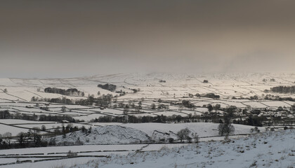 Fototapeta na wymiar snowscape on the North Yorkshire Dales near Reeth