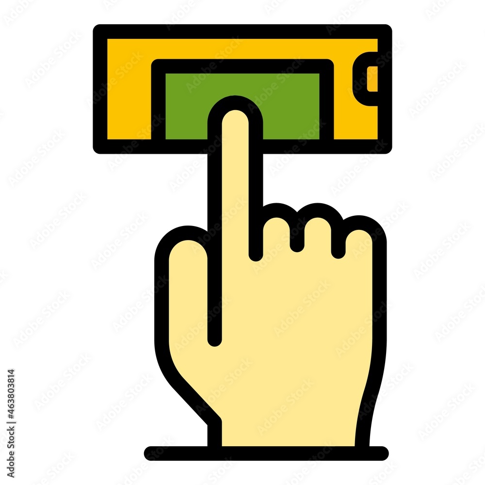 Poster finger authentication icon. outline finger authentication vector icon color flat isolated