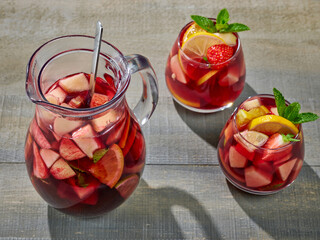 jug and glasses of sangria