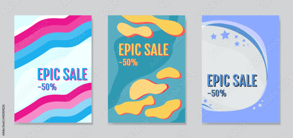 Poster abstract template on white backdrop. vector illustration. line and shape design. store vector concep