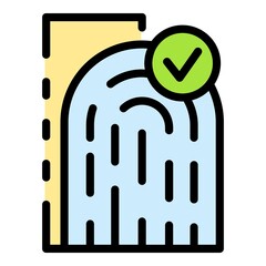 Fingerprint approved icon. Outline fingerprint approved vector icon color flat isolated