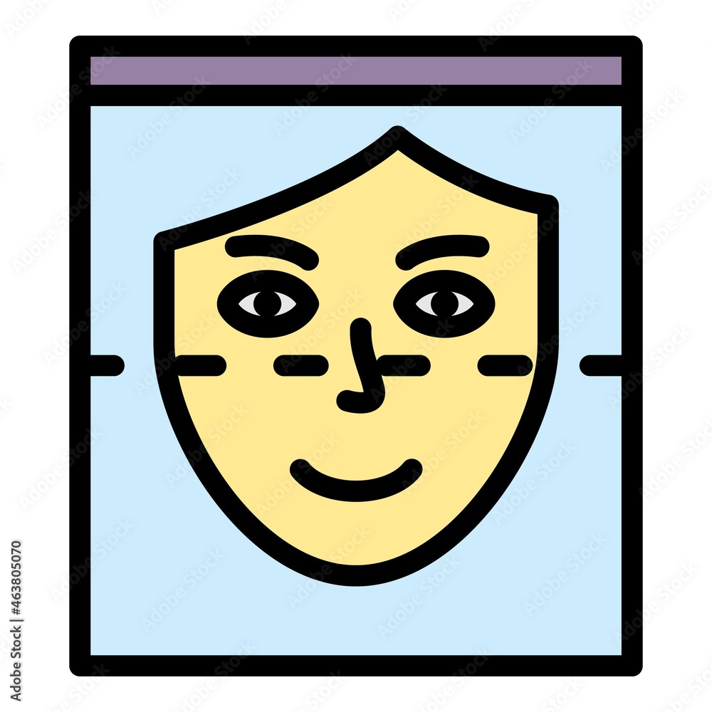Aufkleber face recognition icon. outline face recognition vector icon color flat isolated