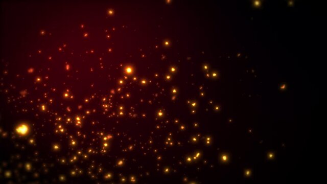 夜空に輝く金色の幻想的な雪のようなパーティクル粒子の動画　4K　LOOP
