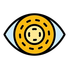 Biometric eye identification icon. Outline biometric eye identification vector icon color flat isolated