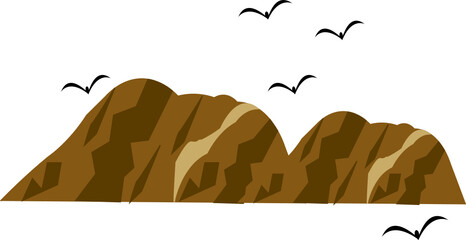 Mountains with birds