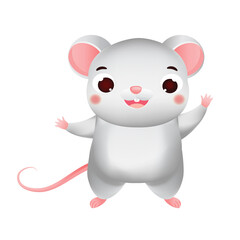 Cute happy mouse. Cartoon rat character for kids and children