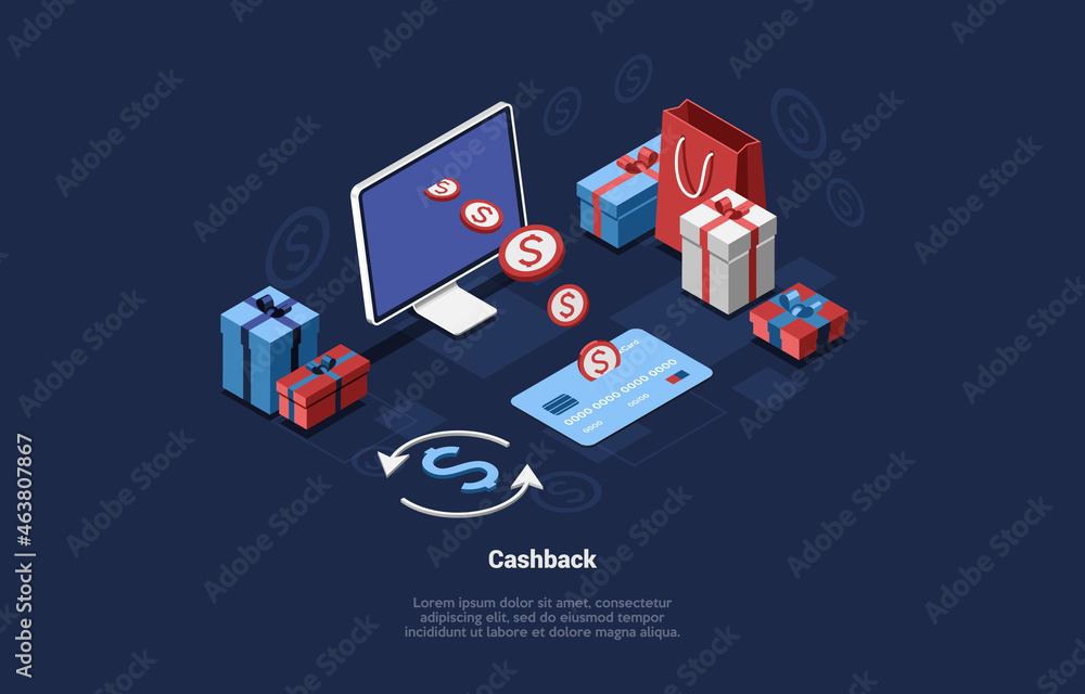 Poster conceptual vector illustration with text and characters. isometric composition in cartoon 3d style. 