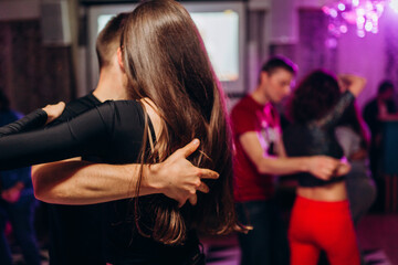 Kharkiv, Ukraine 17.08.21 People dancing bachata on the dance floor - obrazy, fototapety, plakaty