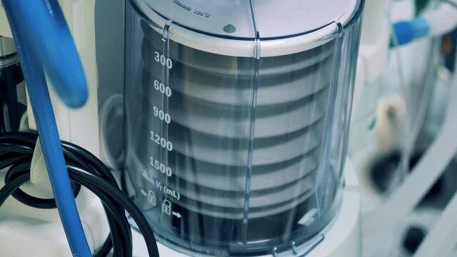 Ventilator of an anesthesia machine in motion