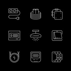 Set line icons of electricity