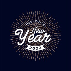 Fototapeta premium Happy New Year 2022 Lettering