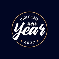 Fototapeta na wymiar Happy New Year 2022 Lettering