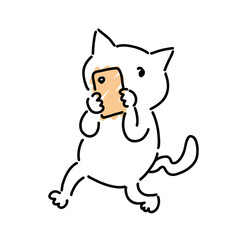 Obraz na płótnie Canvas スマホを持っている可愛い白猫