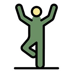 Yoga man icon. Outline yoga man vector icon color flat isolated