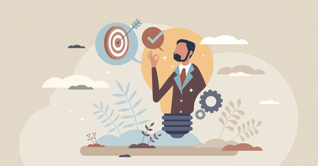 Chef learning officer with responsibility and charge about education tiny person concept. Knowledge development and management work to organize courses, training and skill growth vector illustration.