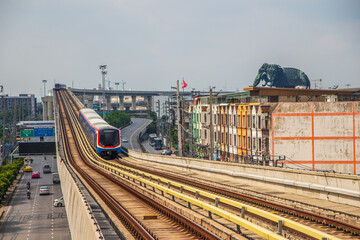 The Skytrain and Cityscape in Bangkok Thailand Southeast Asia