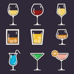 A set of drinks for design in flat style