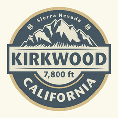 Abstract stamp or emblem with the name of Kirkwood, California