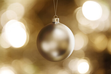 Christmas ball mockup hanging from the Christmas tree