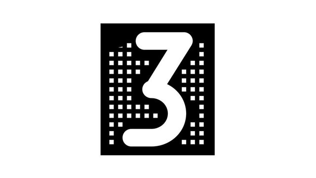third number animated glyph icon. third number sign. isolated on white background