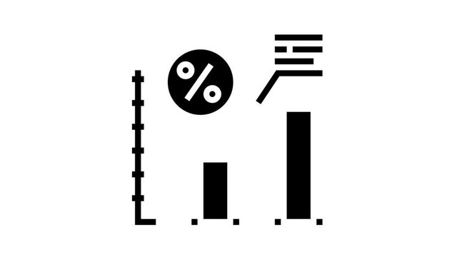 increase percent loan animated glyph icon. increase percent loan sign. isolated on white background