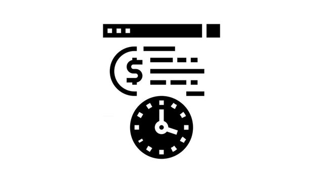 time for pay loan animated glyph icon. time for pay loan sign. isolated on white background