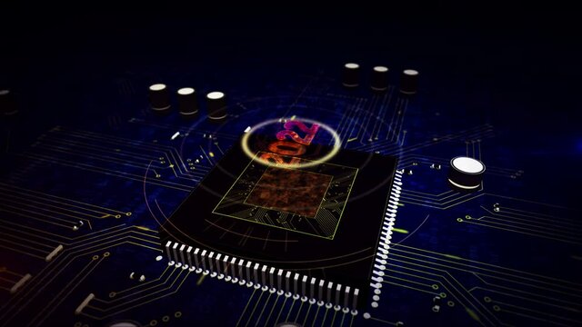 2022 year number futuristic hologram 3D rendering animation. Abstract concept digital intro background.