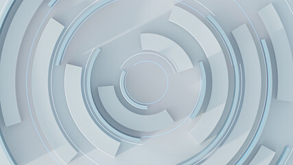 Glowing white futuristic circular shape 3D rendering illustration