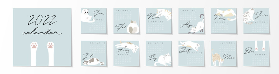 Calendar 2022. Yearly Planner with all Months.