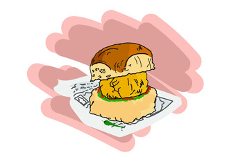 Mumbai Spicy Vada pav illustratioin