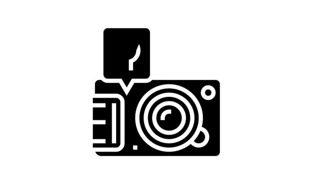 photo camera repair animated glyph icon. photo camera repair sign. isolated on white background