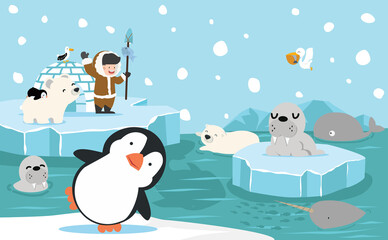 North pole animal background cartoon