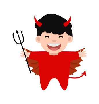 Cute Cartoon demon boy  vector