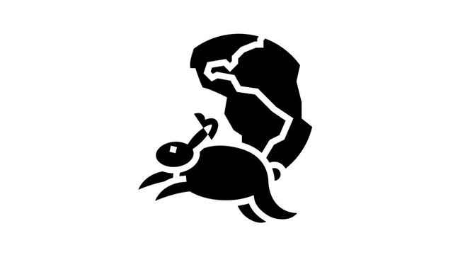 worldwide safe rabbits animated glyph icon. worldwide safe rabbits sign. isolated on white background