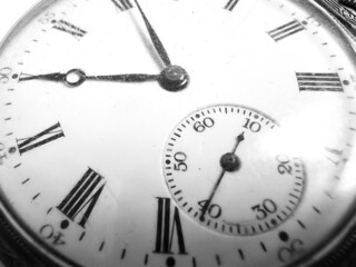 Fototapeta premium Close up of vintage railroad grade old pocket watch.