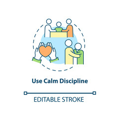 Fototapeta na wymiar Use calm discipline concept icon. Treatment for ADHD in adults abstract idea thin line illustration. Calming strategies. Positive attention. Vector isolated outline color drawing. Editable stroke