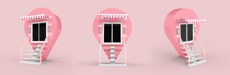 Pink cream building store Shop opening canopy, awning