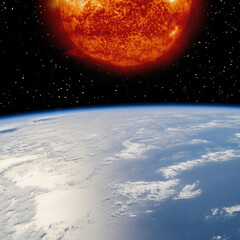 Earth and sun. The elements of this image furnished by NASA.