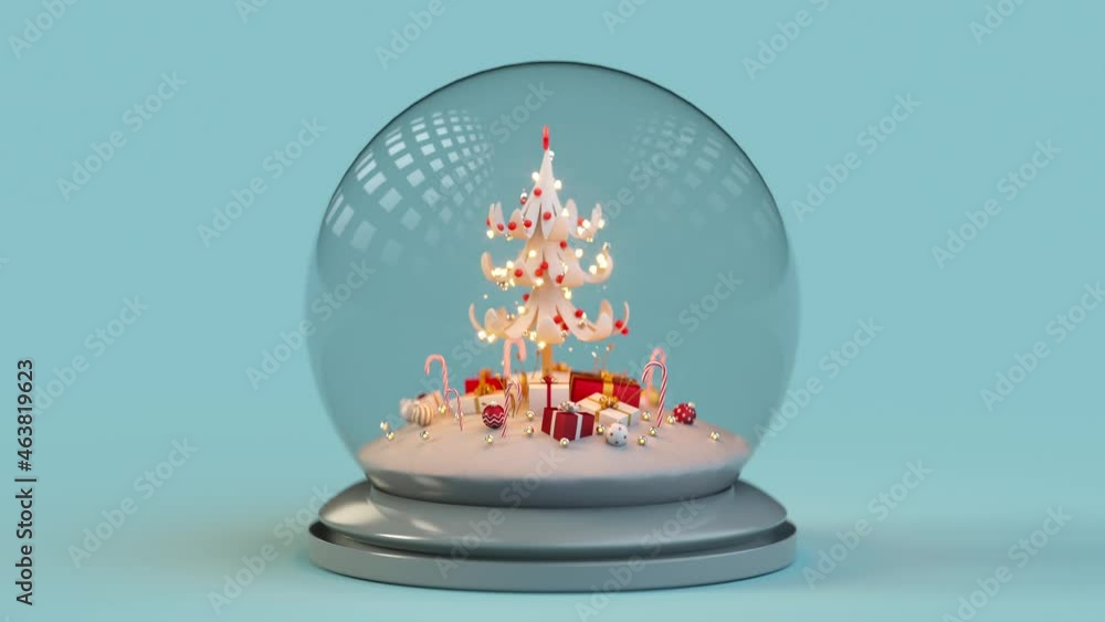 Aufkleber christmas snow globe. seamless loop 3d render animation