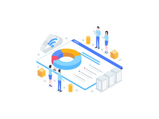 Accounting Seminar Isometric Flat Illustration. Suitable for Mobile App, Website, Banner, Diagrams, Infographics, and Other Graphic Assets.