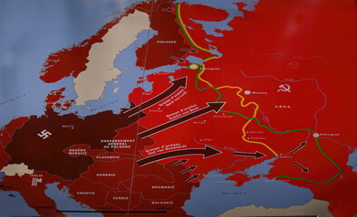 Vintage WWII map of the German invasion of USSR