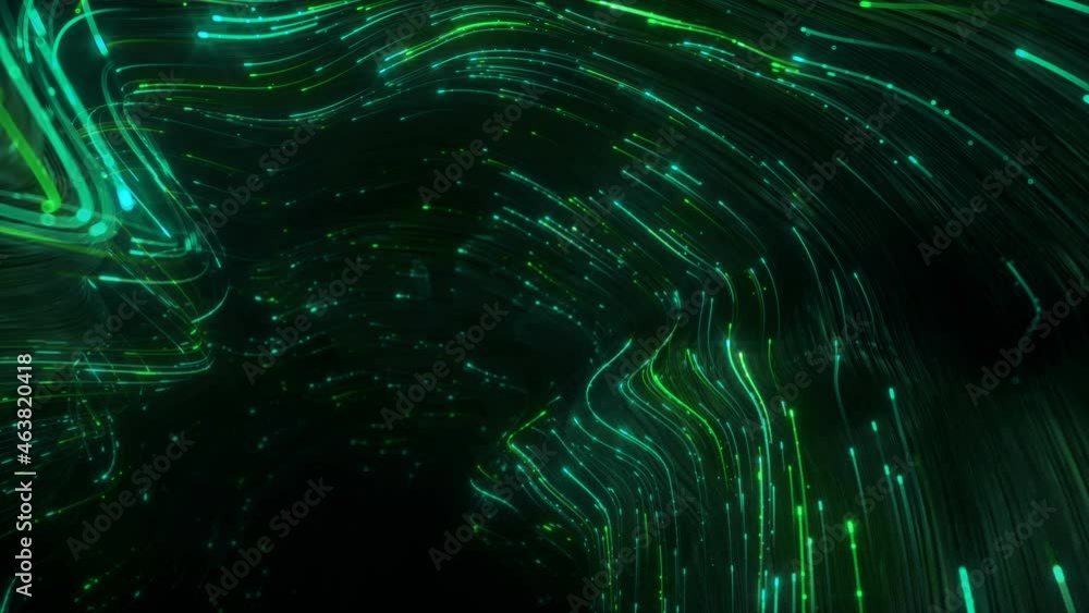 Poster energy vortex with glowing green light trails. futuristic technologies or sci-fi design. 3d render s
