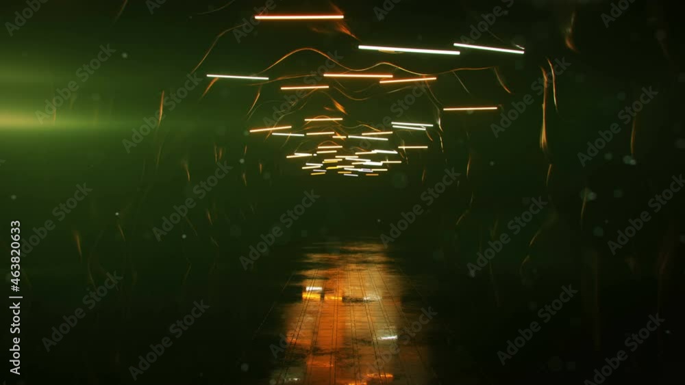 Aufkleber cave with green fluorescent lighting. 3d render seamless loop animation