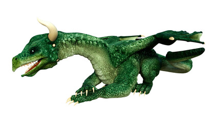 3D Rendering Fairy Tale Dragon on White