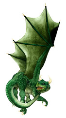 3D Rendering Fairy Tale Dragon on White