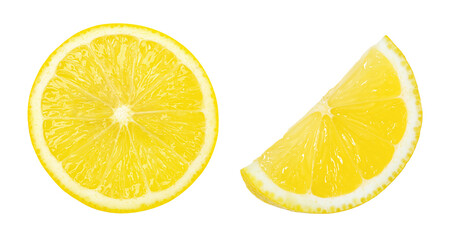 ripe lemon slices isolated on white background, Juicy Lemon..