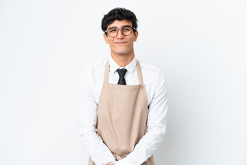 Restaurant Argentinian waiter isolated on white background laughing