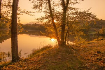 Sunset over the lake
